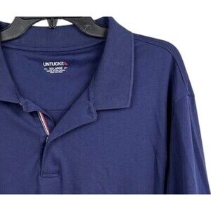 UNTUCKit polo shirt, men’s XXL navy blue cotton Damaschino 35510
